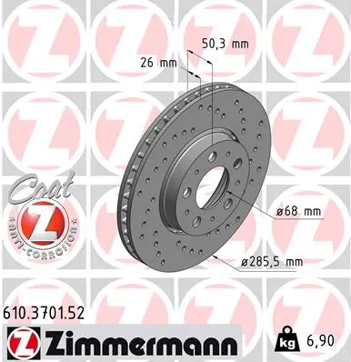 Brzdový kotouč ZIMMERMANN 610.3701.52