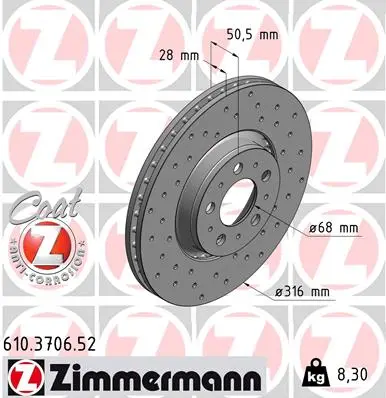 ZIMMERMANN Brzdový kotouč 610370652