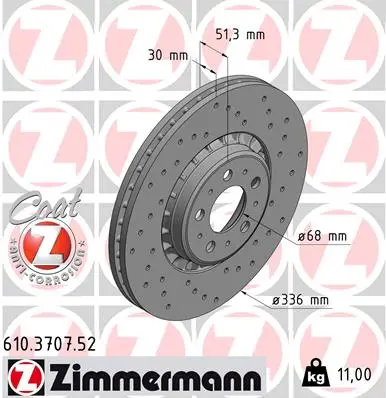 ZIMMERMANN Brzdový kotouč 610370752