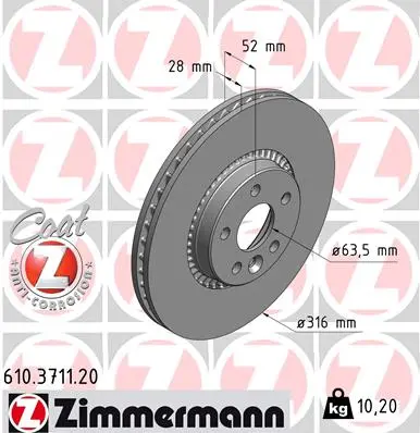 Brzdový kotouč ZIMMERMANN 610.3711.20