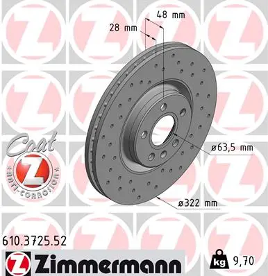 ZIMMERMANN Brzdový kotouč 610372552