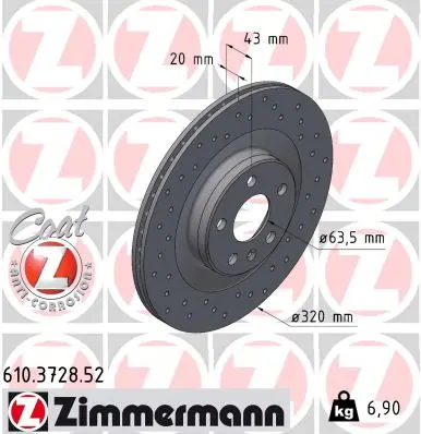 ZIMMERMANN Brzdový kotouč 610372852