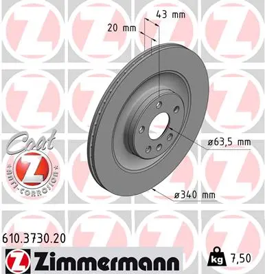 ZIMMERMANN Brzdový kotouč 610373020
