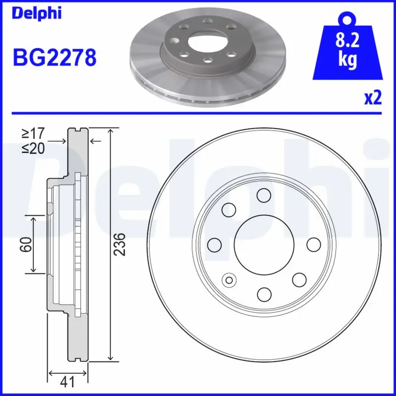 Brzdový kotouč DELPHI BG2278