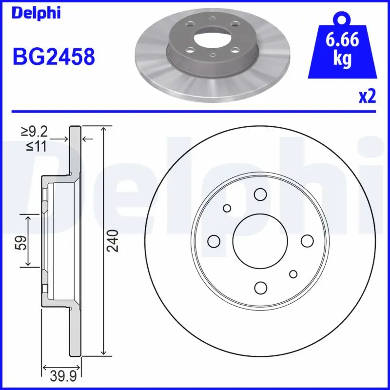Brzdový kotouč DELPHI BG2458