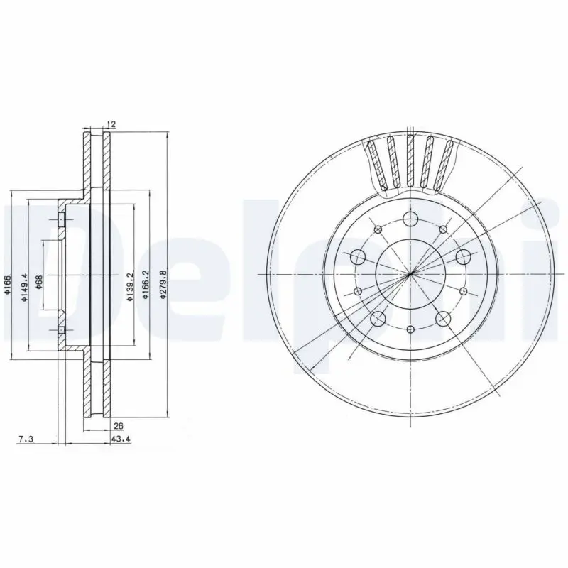DELPHI Brzdový kotouč BG2841