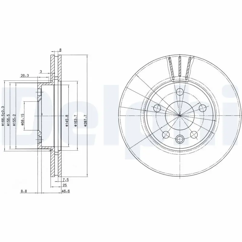 DELPHI Brzdový kotouč BG3025