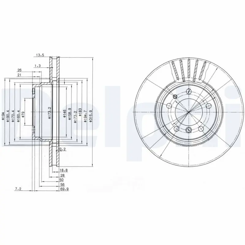 DELPHI Brzdový kotouč BG3039