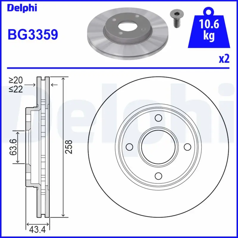 Brzdový kotouč DELPHI BG3359