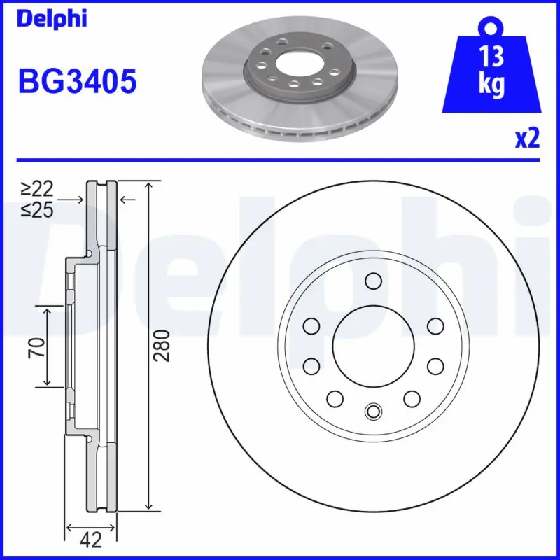 Brzdový kotouč DELPHI BG3405