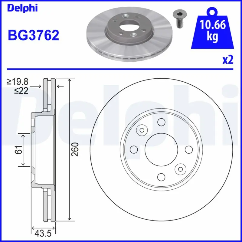 Brzdový kotouč DELPHI BG3762