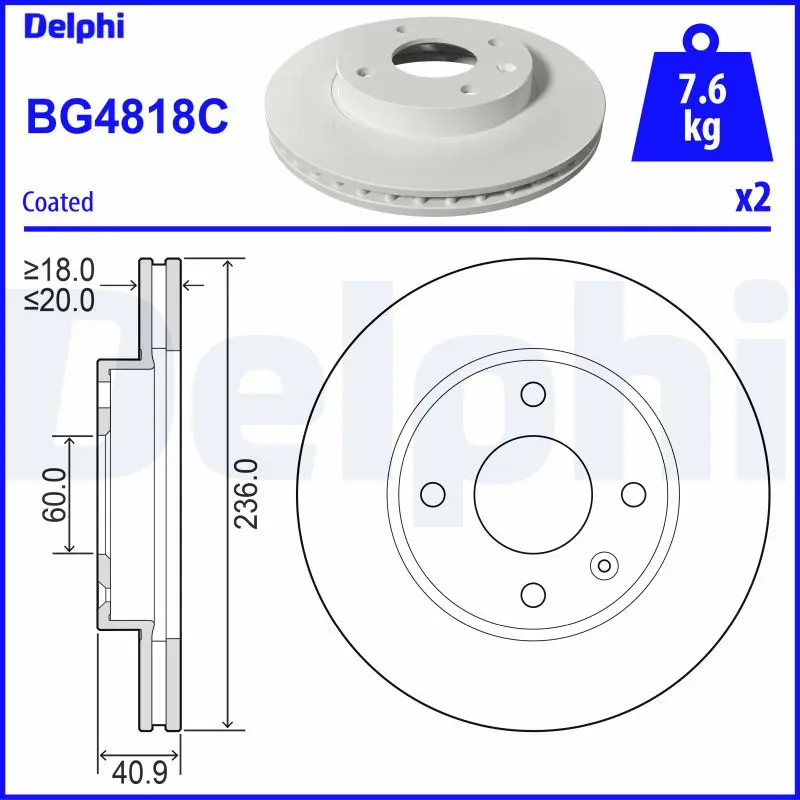 Brzdový kotouč DELPHI BG4818C