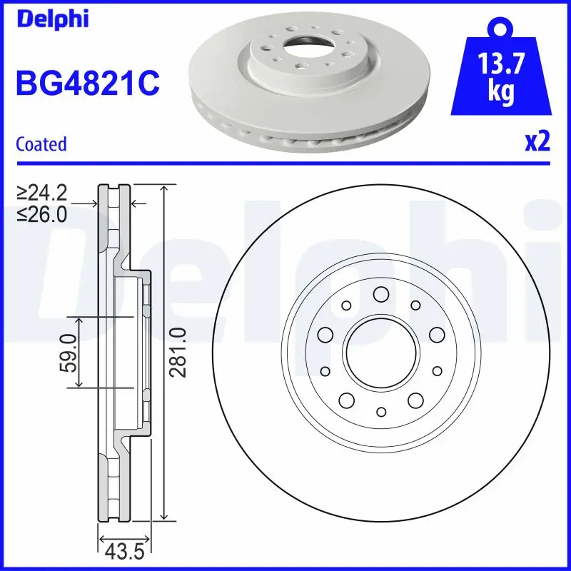 Brzdový kotouč DELPHI BG4821C