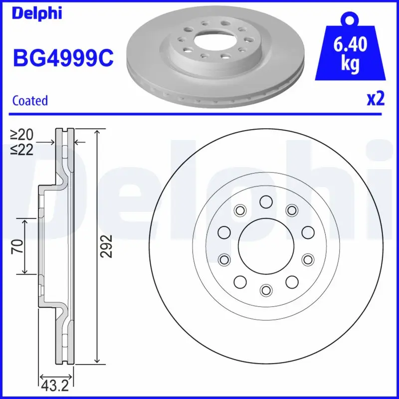 Brzdový kotouč DELPHI BG4999C
