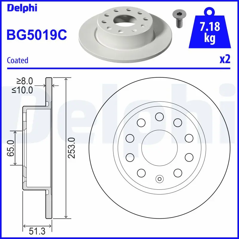 Brzdový kotouč DELPHI BG5019C