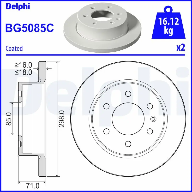 Brzdový kotouč DELPHI BG5085C