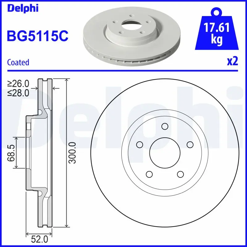 Brzdový kotouč DELPHI BG5115C