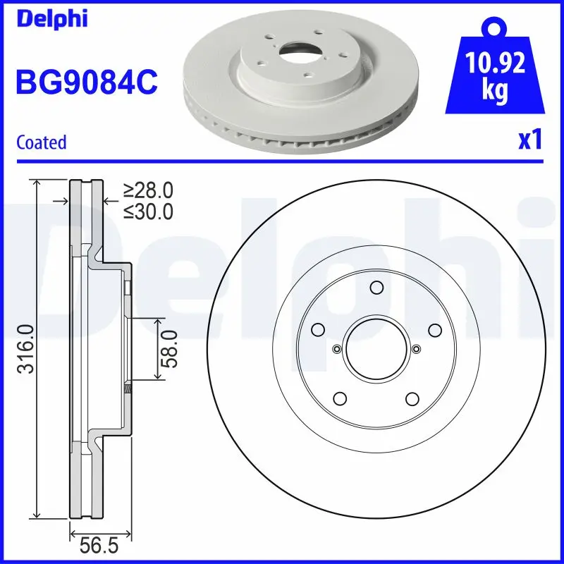Brzdový kotouč DELPHI BG9084C