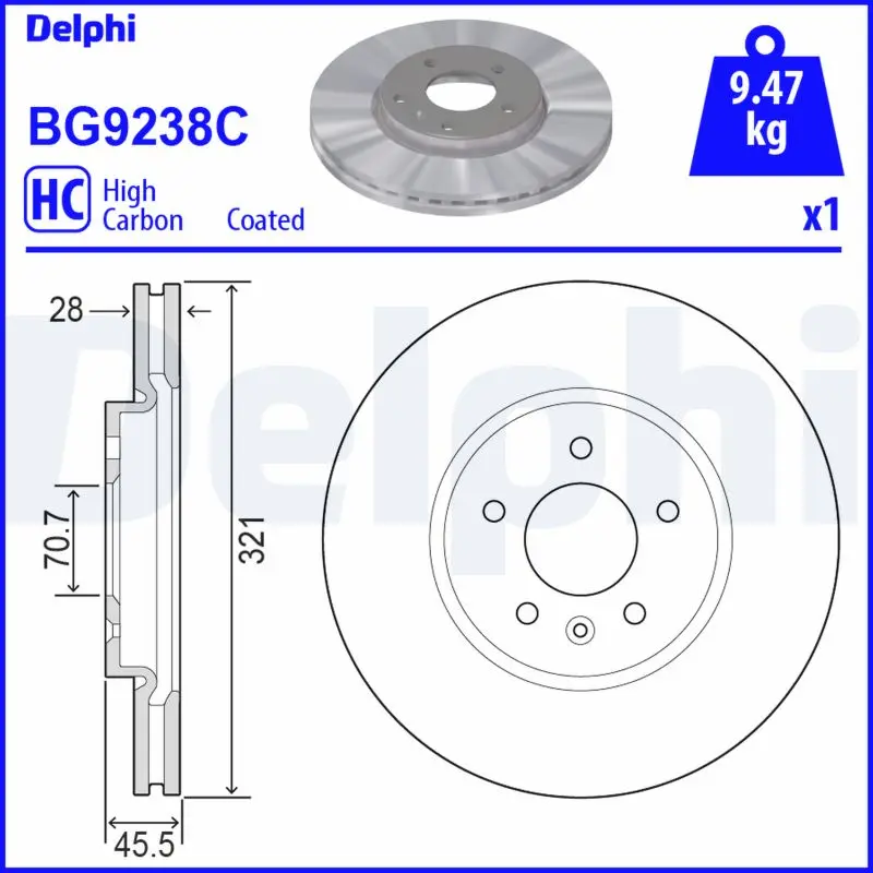 Brzdový kotouč DELPHI BG9238C