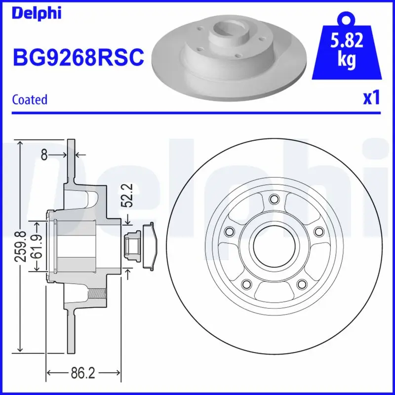 Brzdový kotouč DELPHI BG9268RSC