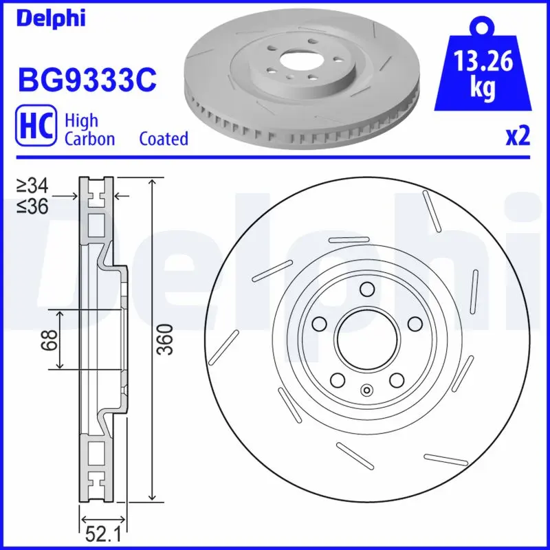 DELPHI Brzdový kotouč BG9333C
