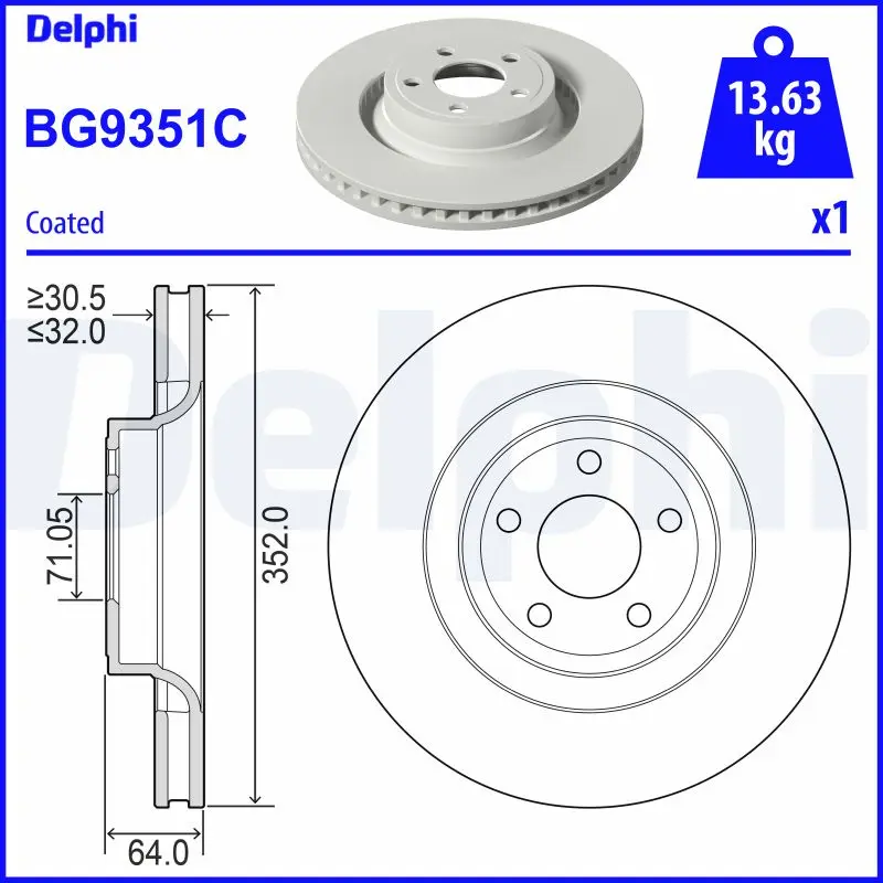 DELPHI Brzdový kotouč BG9351C