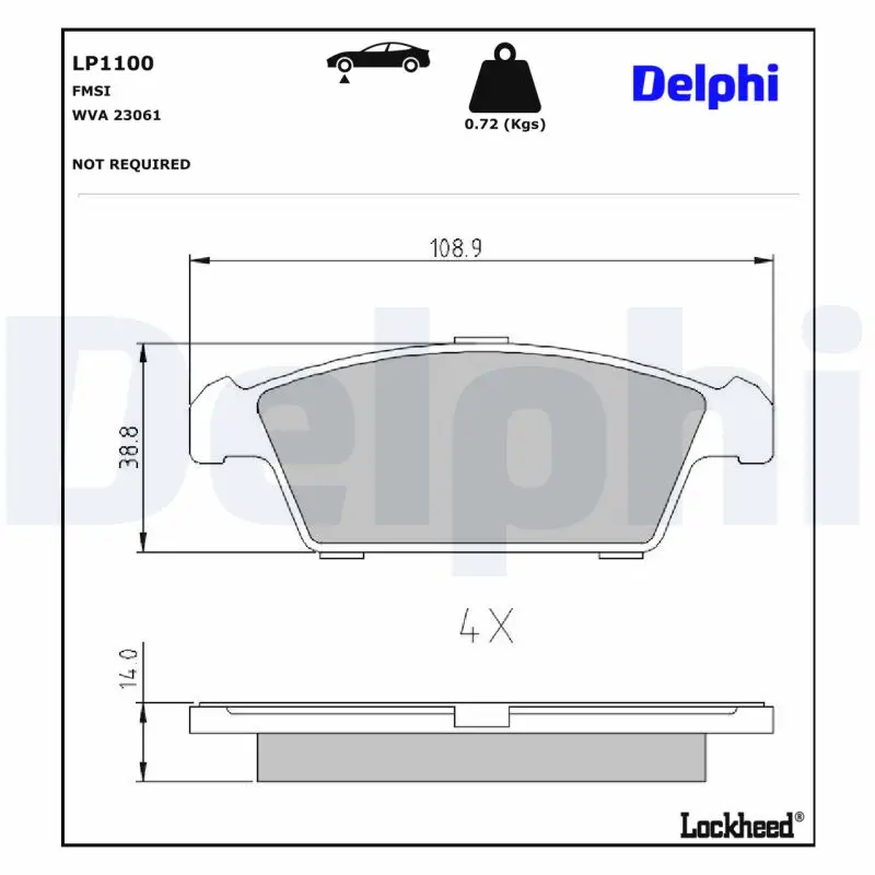 Sada brzdových destiček, kotoučová brzda DELPHI LP1100