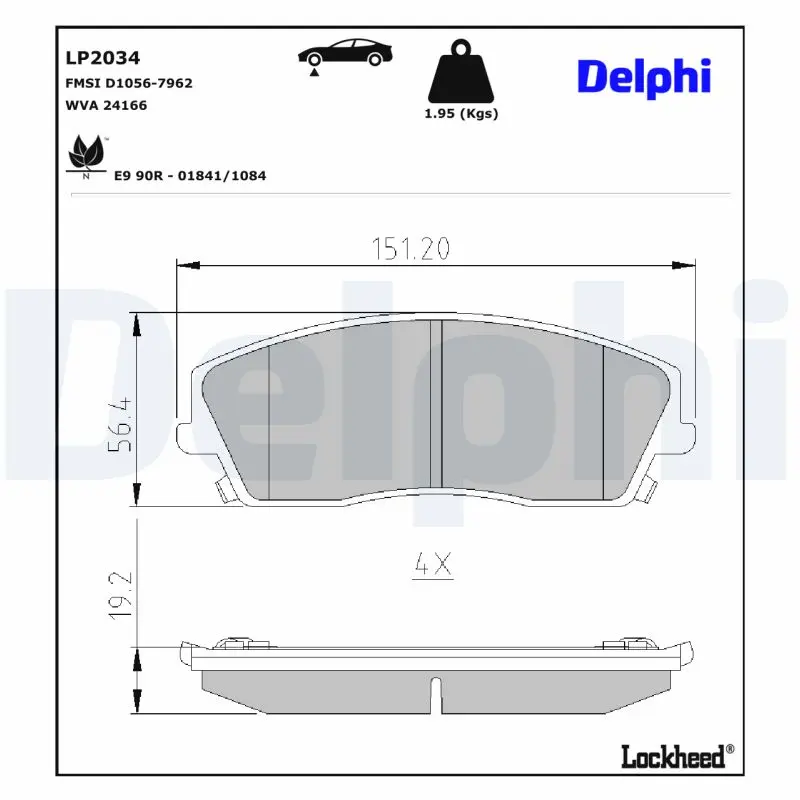 Sada brzdových destiček, kotoučová brzda DELPHI LP2034
