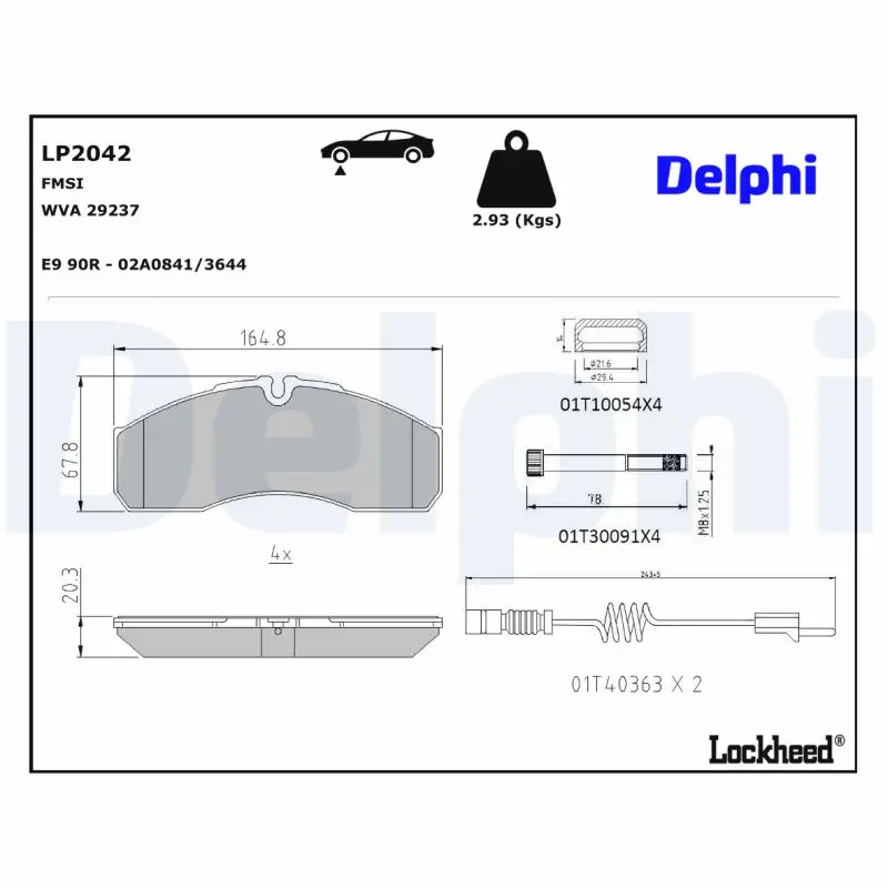 Sada brzdových destiček, kotoučová brzda DELPHI LP2042