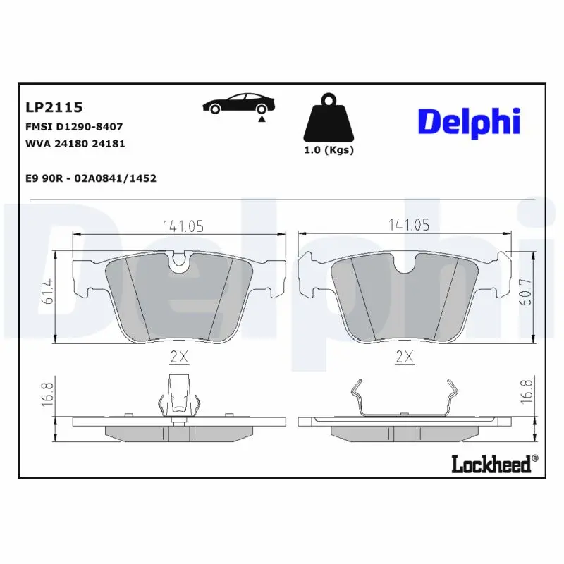 Sada brzdových destiček, kotoučová brzda DELPHI LP2115