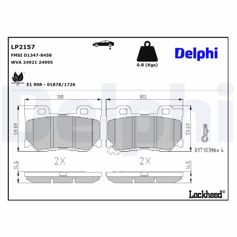 Sada brzdových destiček, kotoučová brzda DELPHI LP2157