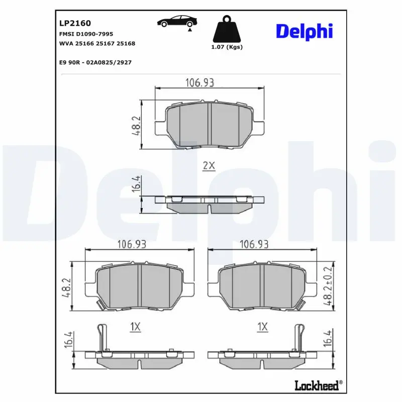Sada brzdových destiček, kotoučová brzda DELPHI LP2160