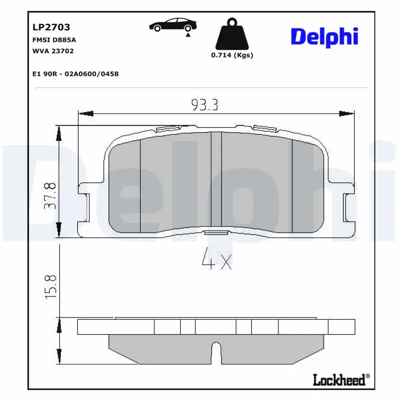 Sada brzdových destiček, kotoučová brzda DELPHI LP2703