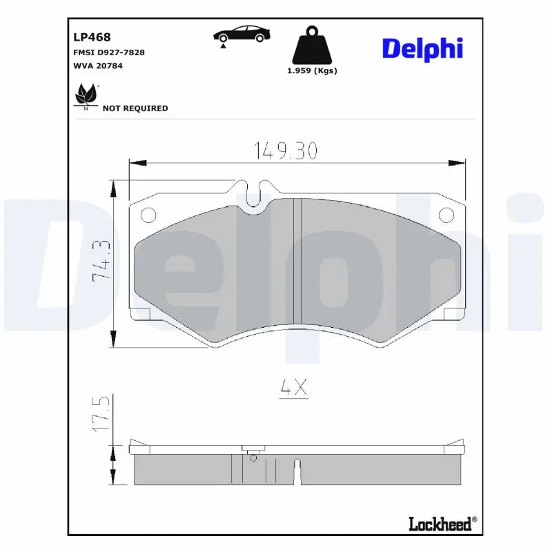 Sada brzdových destiček, kotoučová brzda DELPHI LP468