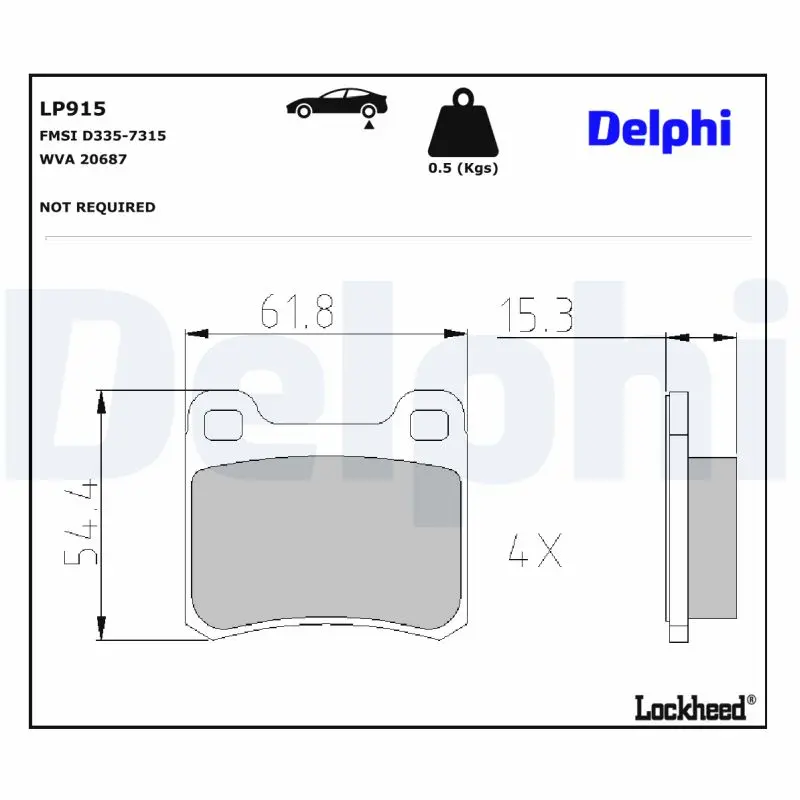 Sada brzdových destiček, kotoučová brzda DELPHI LP915