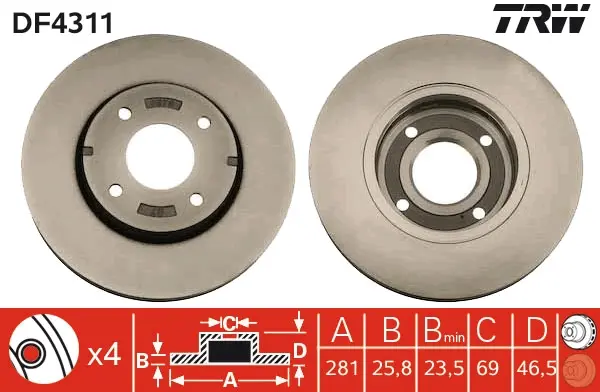 Brzdový kotouč TRW DF4311