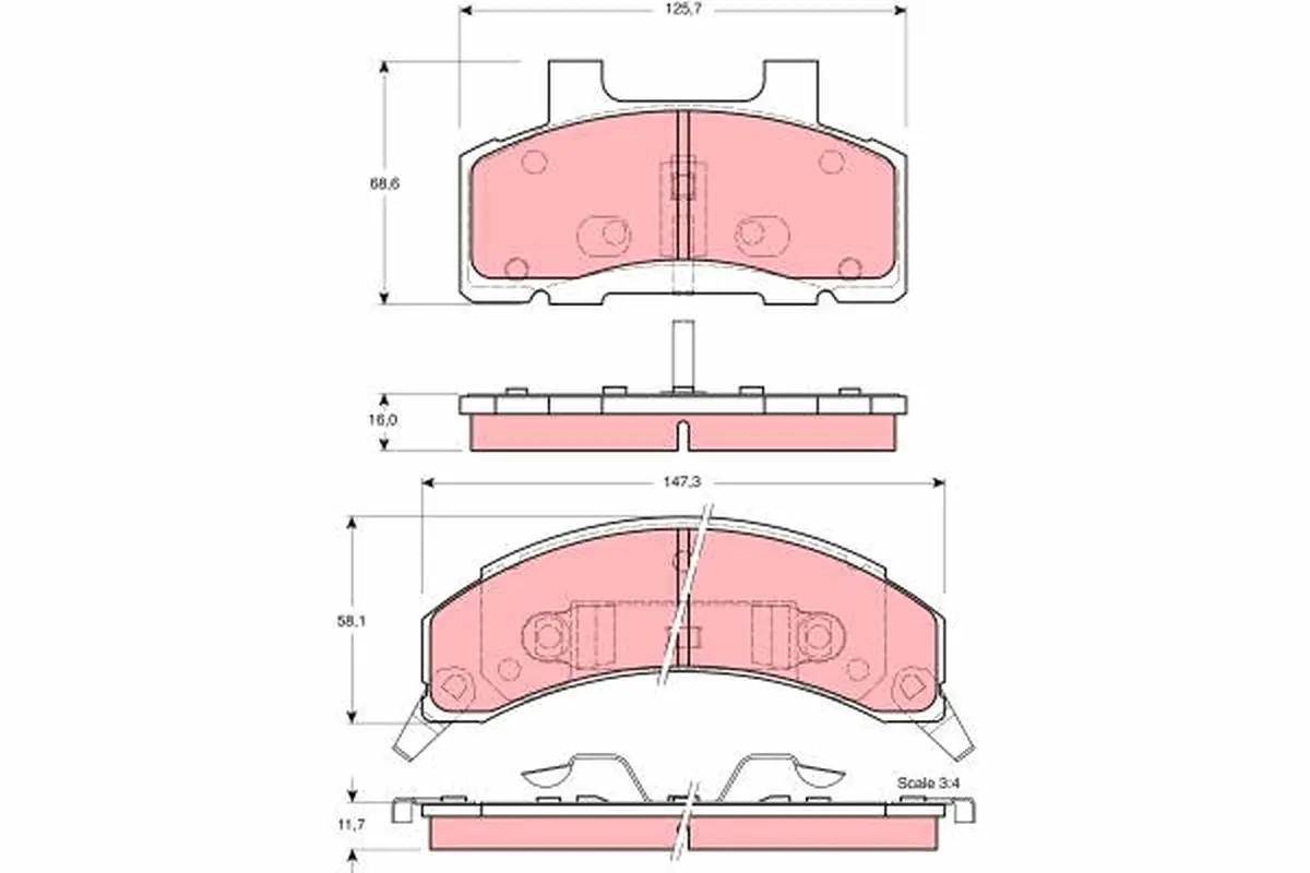 Sada brzdových destiček, kotoučová brzda TRW GDB4005