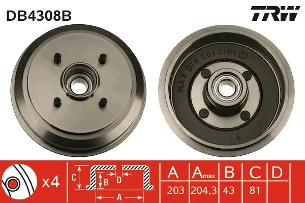 Brzdový buben TRW DB4308B