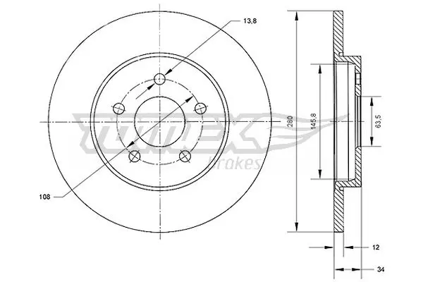 Brzdový kotouč TOMEX Brakes TX 70-53