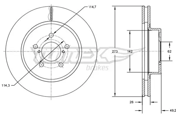 Brzdový kotouč TOMEX Brakes TX 73-12