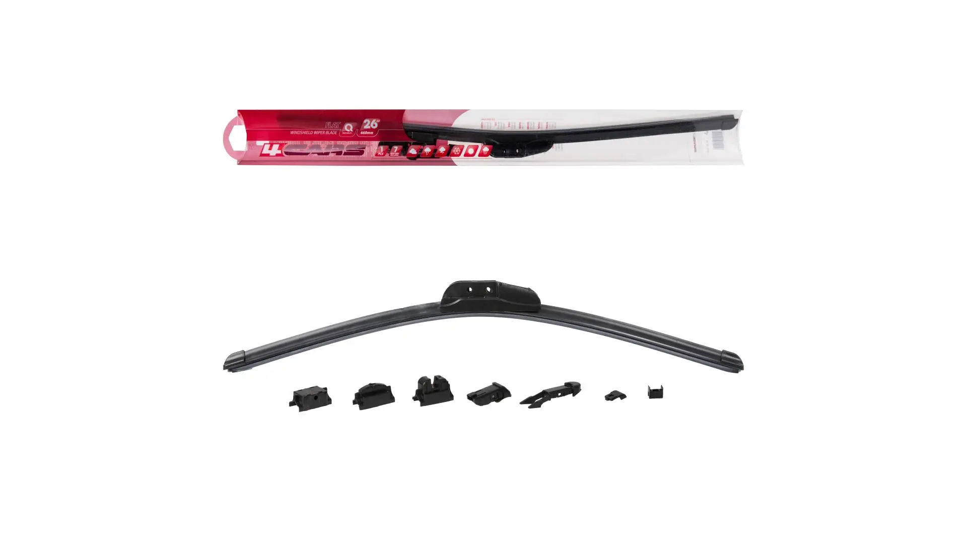4CARS FLAT Multi Clip Wiper 660 mm, 1 kus