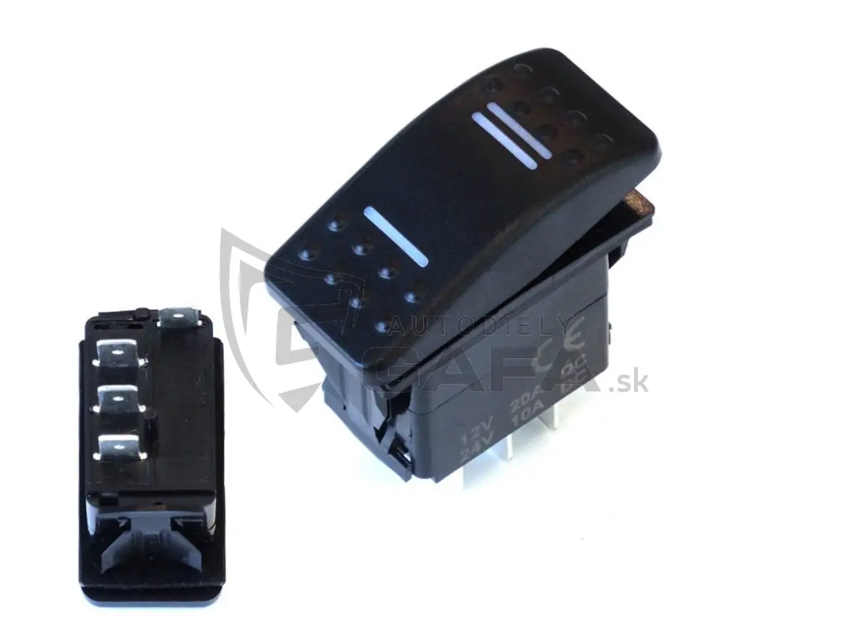 Přepínač ON-OFF-ON - modrý 4PIN