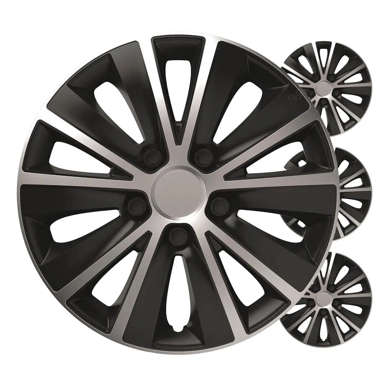 Puklice Rapide 15” černo - stříbrná sada 4ks COLOR BOX