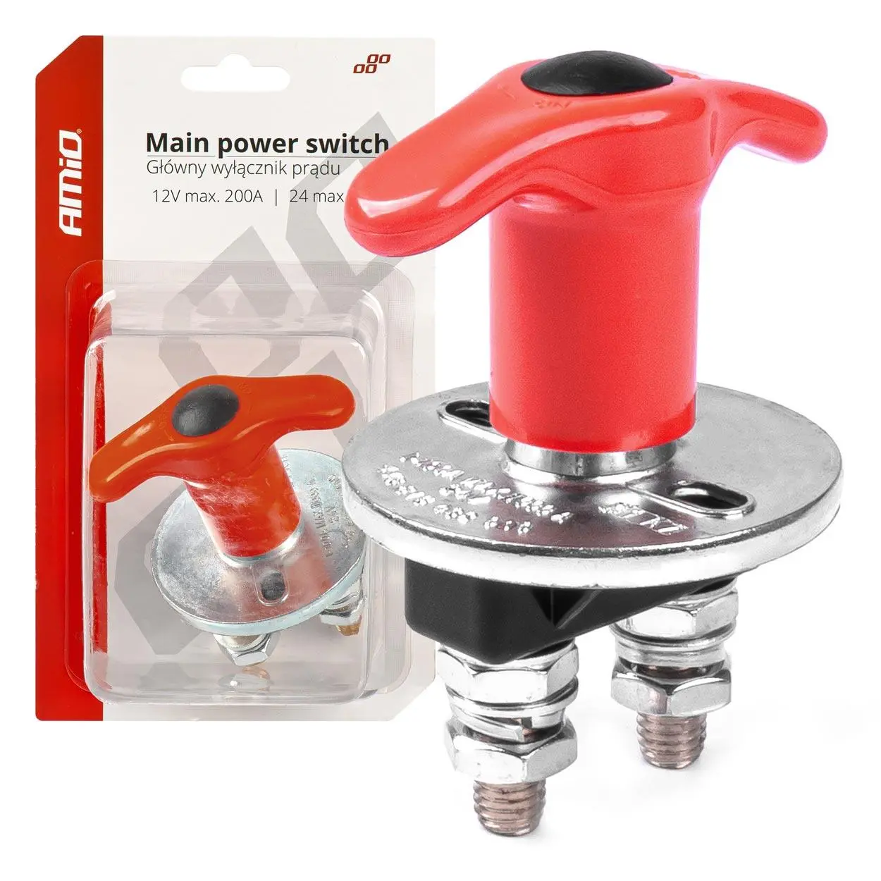 Hlavní vypínač autobaterie hebel 12/24V AMIO-03024