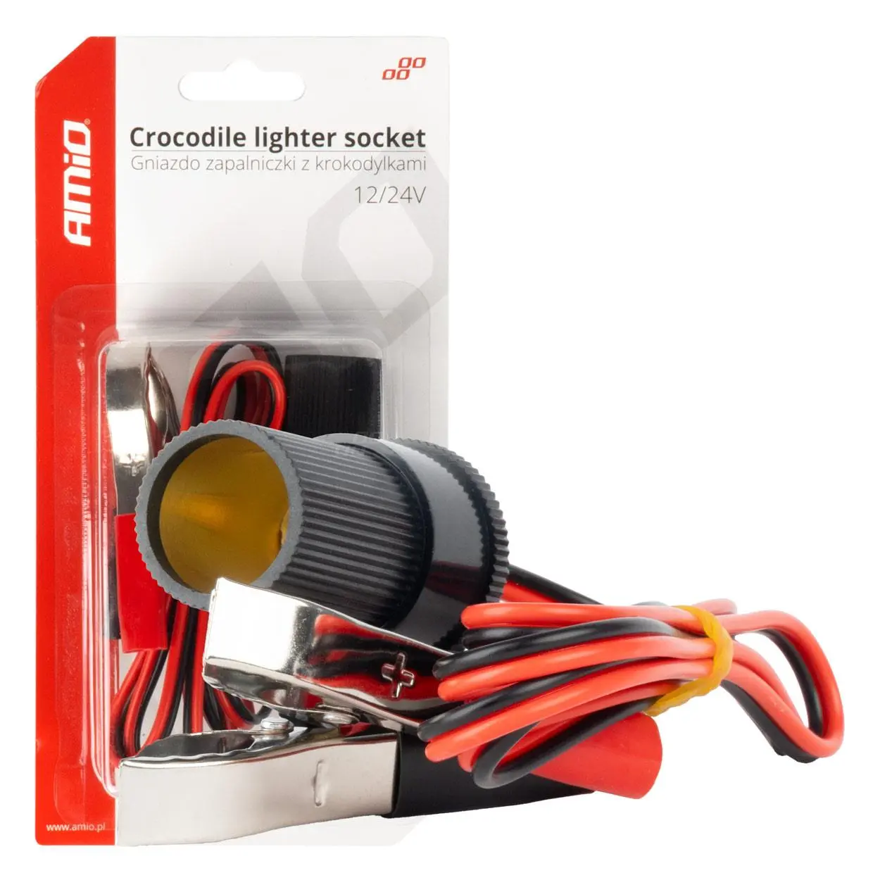 Adaptér do zásuvky zapalovače cigaret s krokodýlovým výstupem 12V 24V 100cm AMIO-03804