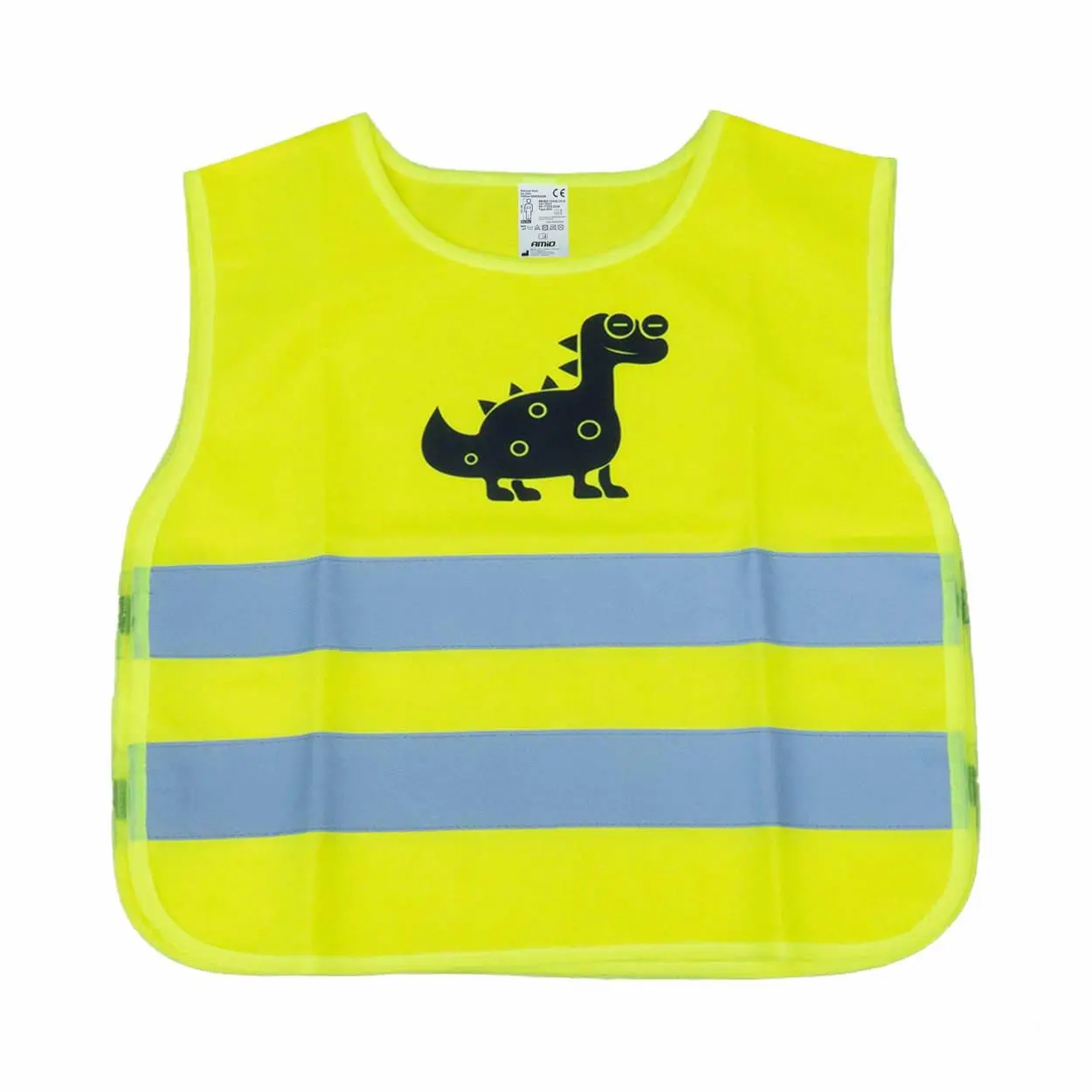 Výstražná vesta dětská žlutá s certifikátem DINOSAUR AMiO-03936