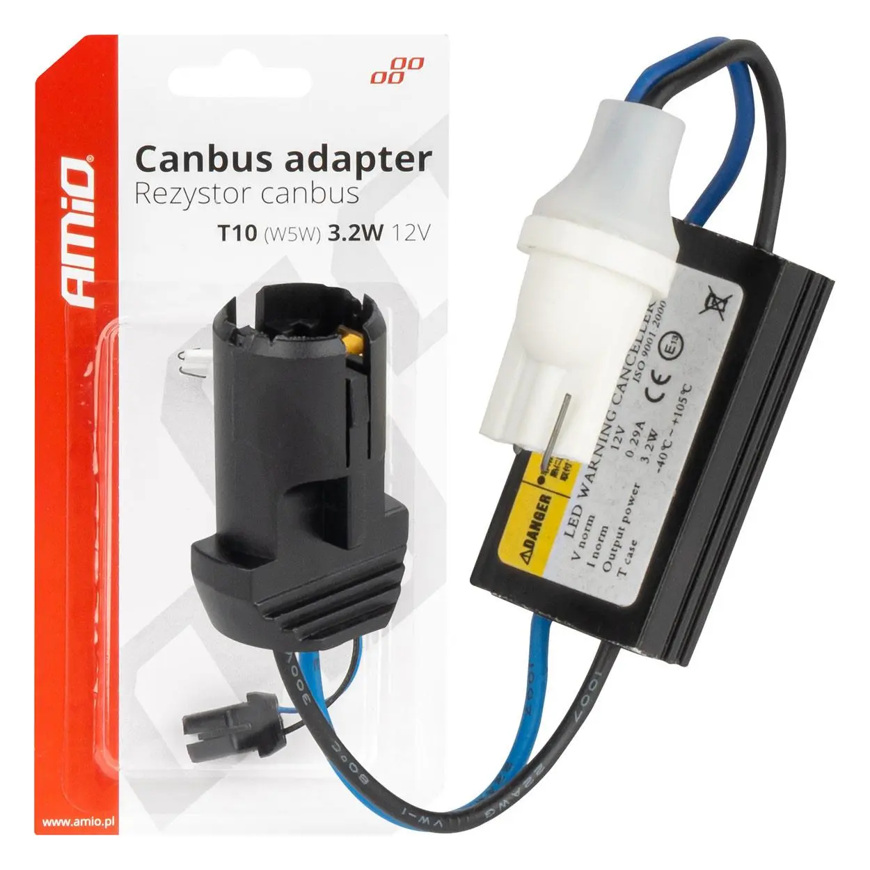 CANBUS rezistor pre LED žiarovky 12V 3.2W T10 zástrčka a zásuvka AMIO-04087