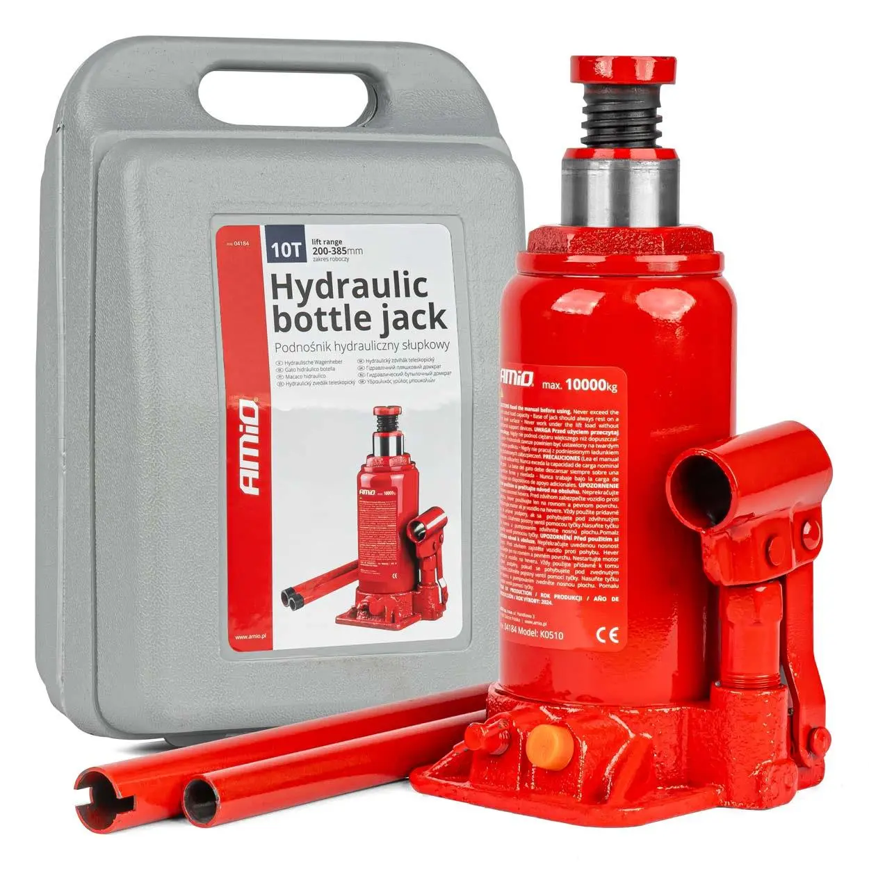 Hydraulický pístový zvedák 10T v PVC boxu AMIO-04184