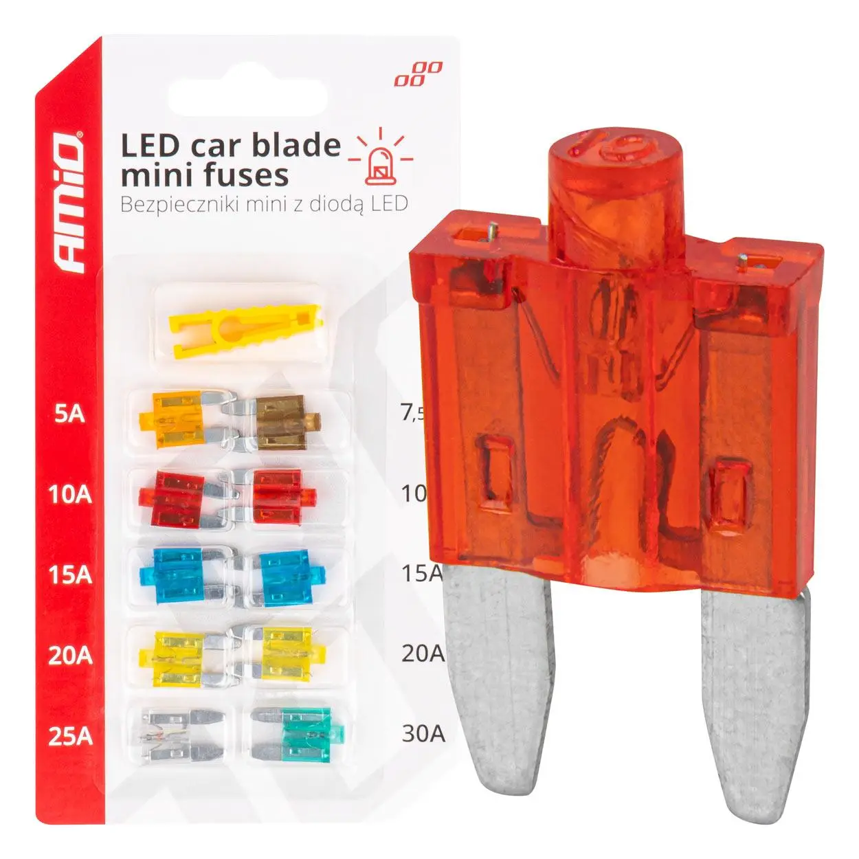Autopoistky nožové mini s led diódou 10 ks AMiO-04340