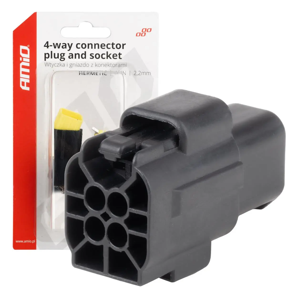 Sada elektrických konektorů vodotěsných 4 PIN 2,2 mm AMiO-04348